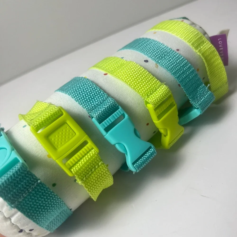 Lovevery Buckle Barrel Toddler Toy White Teal Sensory Fine Motor Montessori